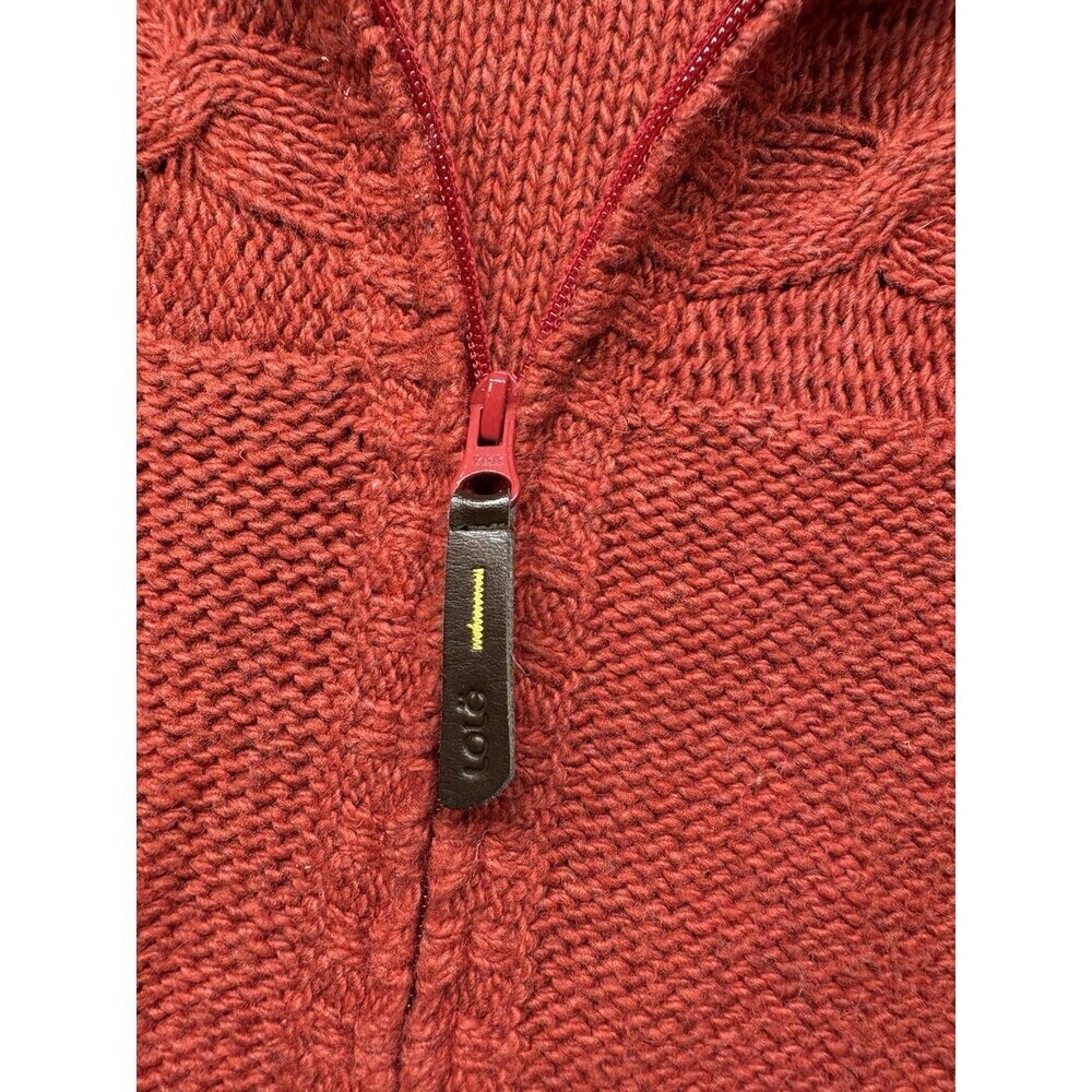 LOLE Womens Cable Knit Sweater Sz S Red Wool High Neck Long Sleeve Full Zip - Picture 3 of 8